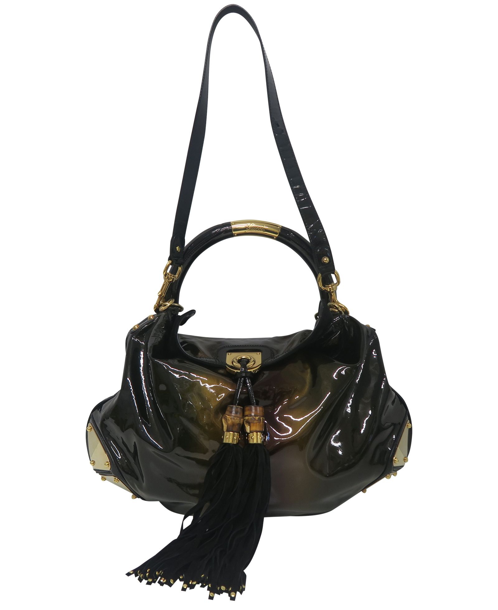 Babouska Hobo, &pound;275, Handbags, Brown, Patent Leather, Other view
